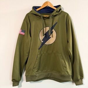 Flash DC Comics Six Flags Entertainment Military Green Hoodie Size Large